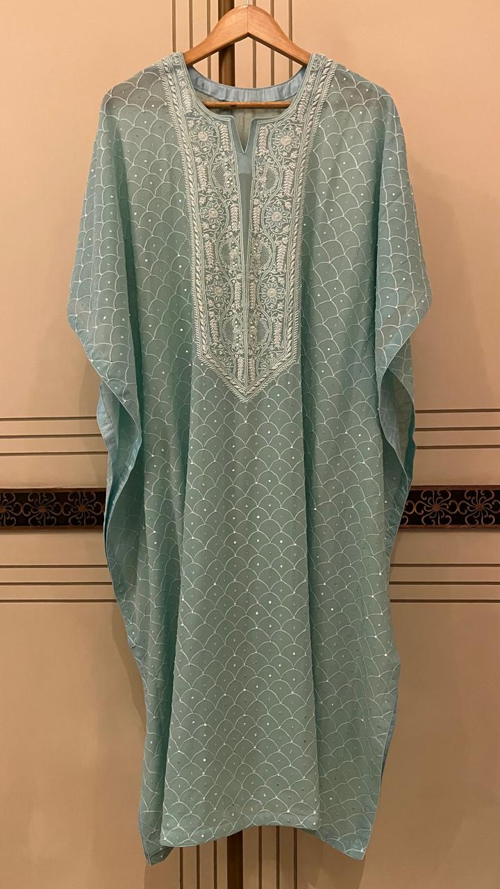 Pure mulmul semi stitched kurta dupatta with jaali motifs