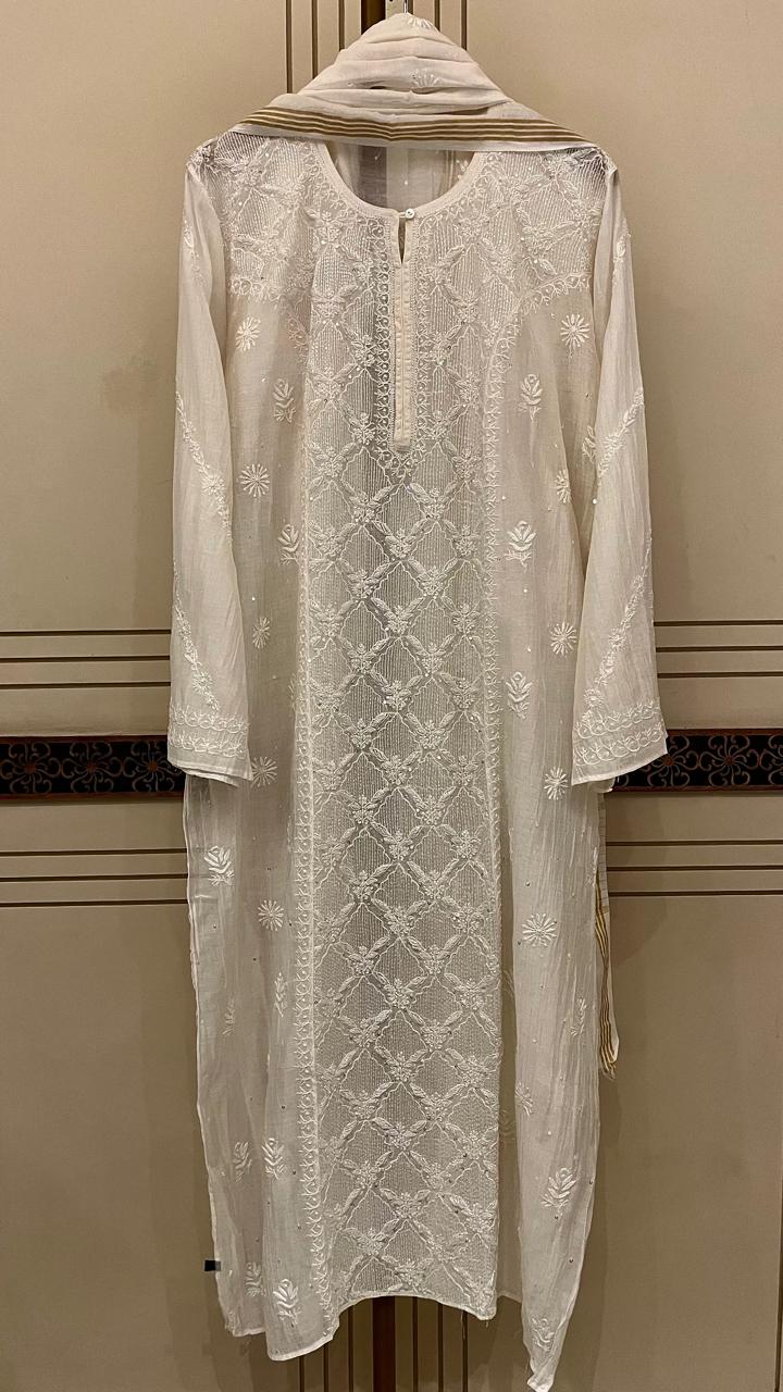 Pure mul chanderi Kurta and Dupatta Set