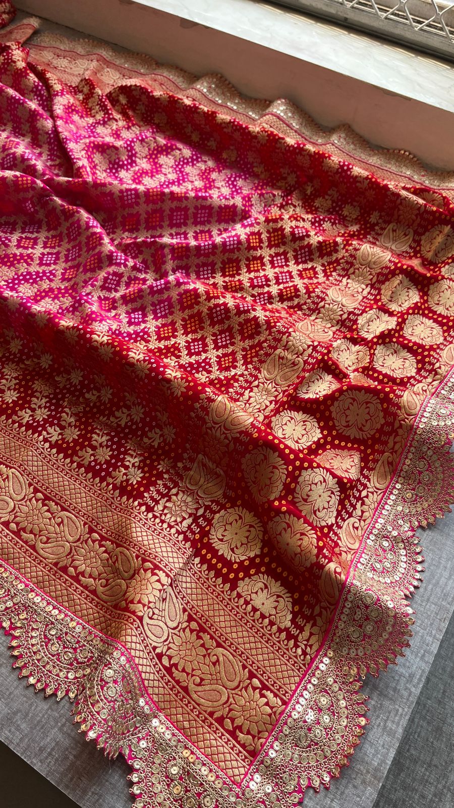 Elegant Bandhani Banarasi Khaddi Georgette Dupatta