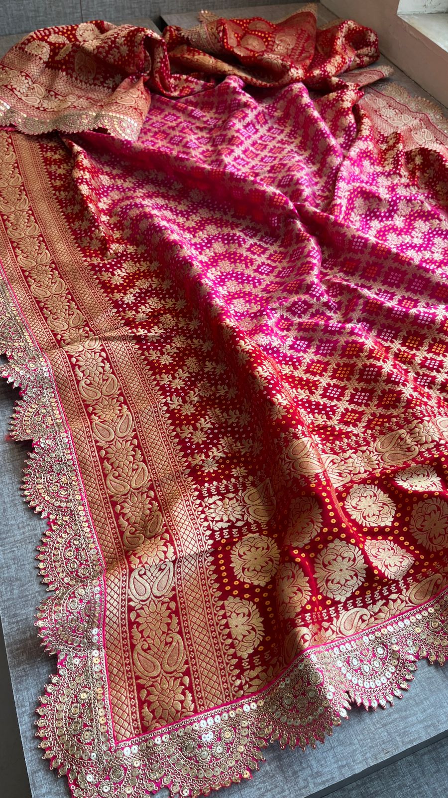 Elegant Bandhani Banarasi Khaddi Georgette Dupatta