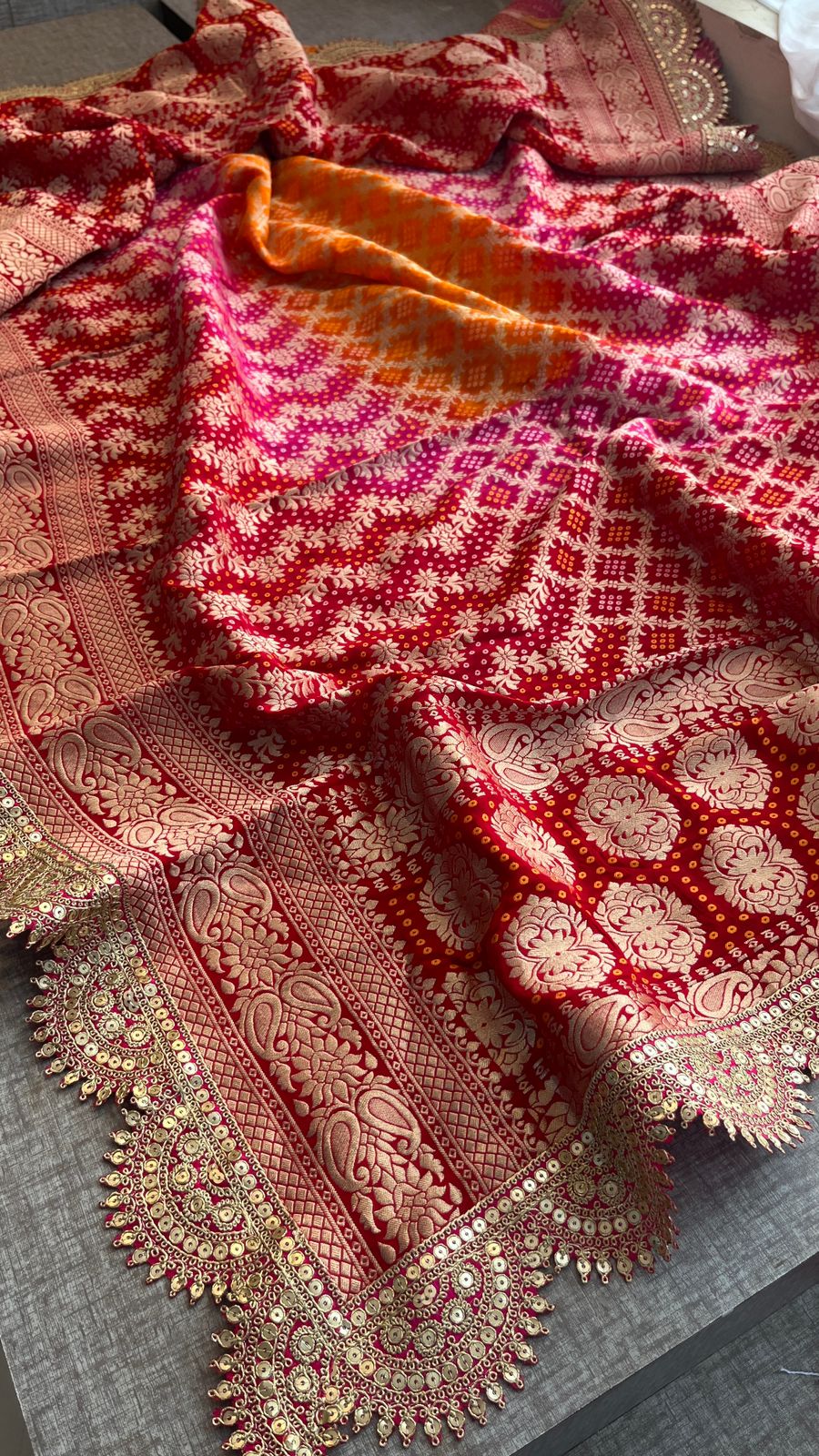 Elegant Bandhani Banarasi Khaddi Georgette Dupatta