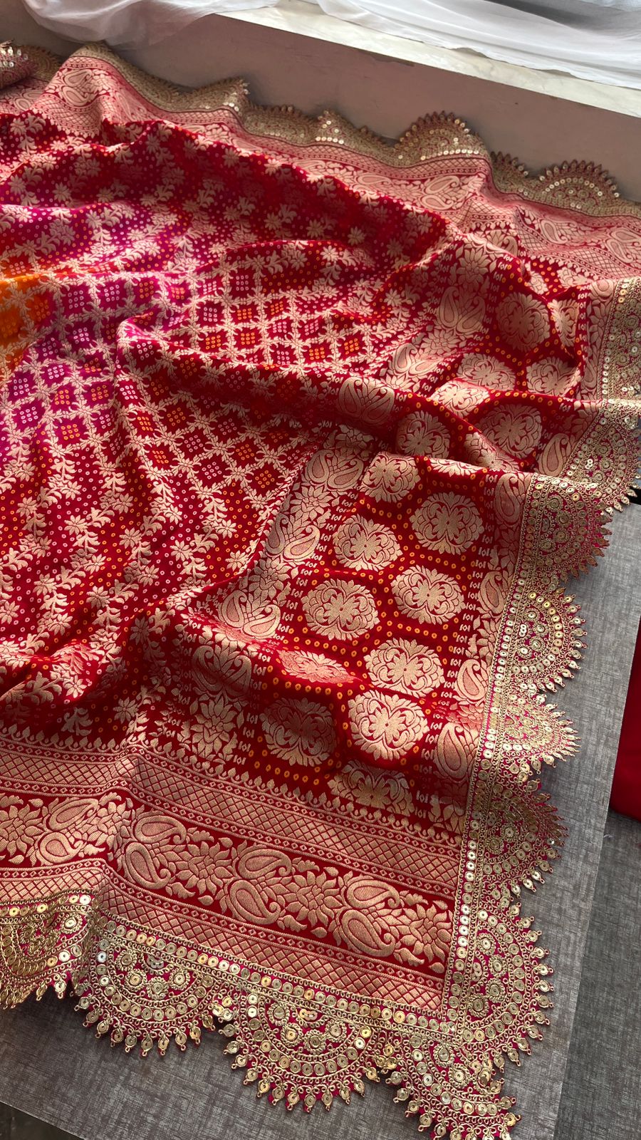 Elegant Bandhani Banarasi Khaddi Georgette Dupatta