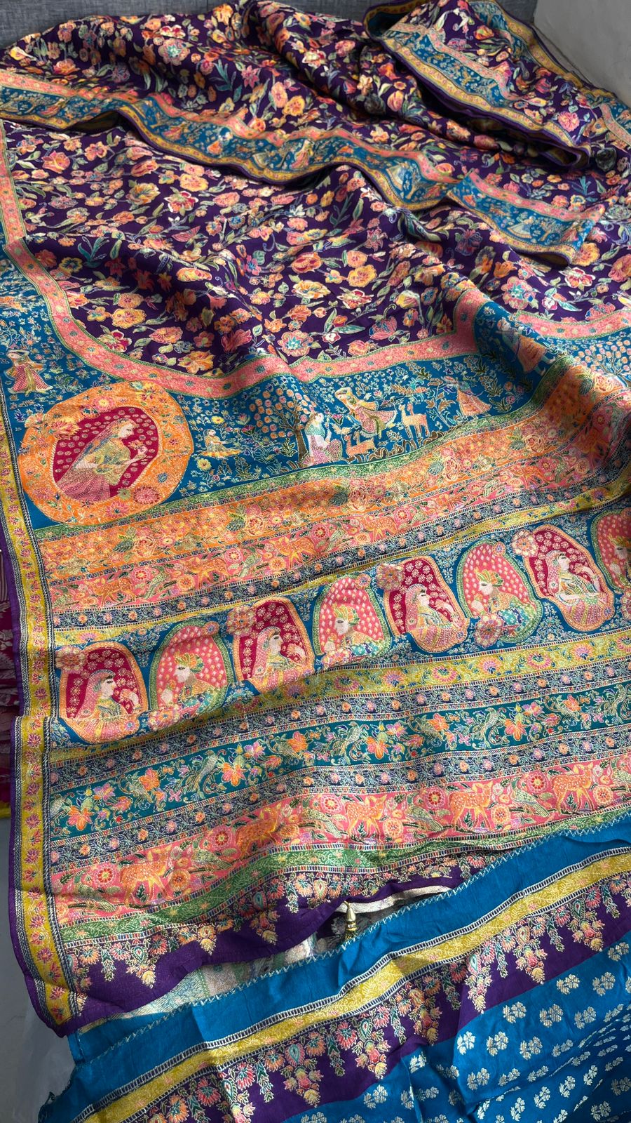 Luxurious Meena Banarasi Munga Tussar Silk Saree