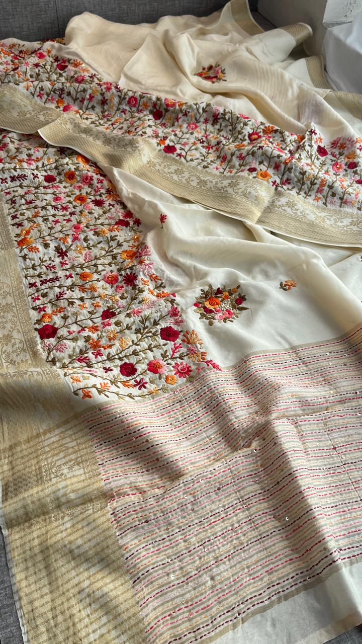 Pure Munga Silk Saree with Hand Knot & Katha Banarasi Weaving