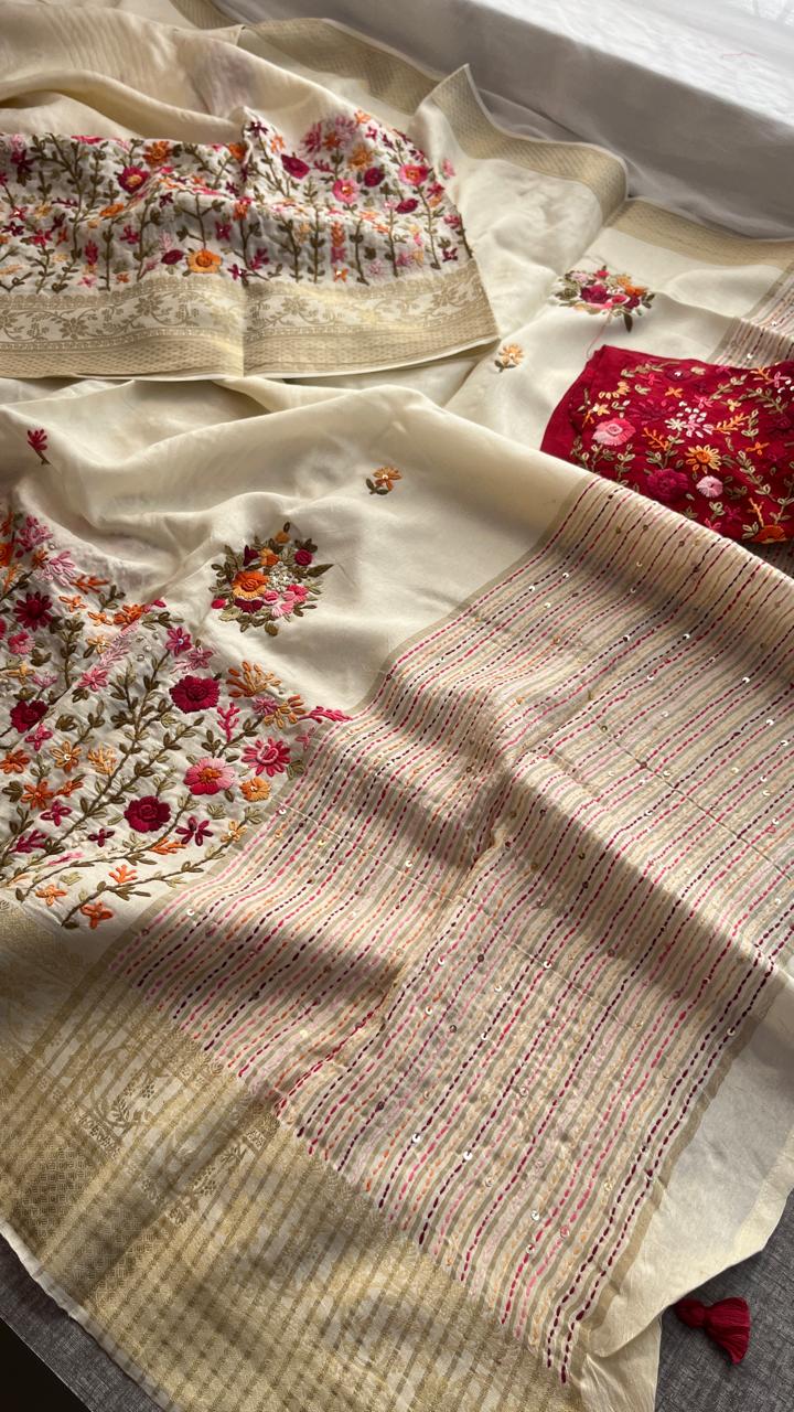 Pure Munga Silk Saree with Hand Knot & Katha Banarasi Weaving