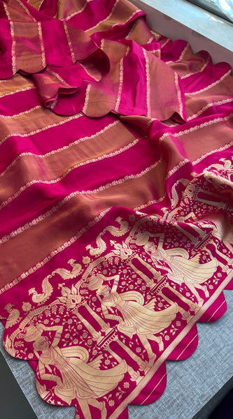 Pure Crepe Silk Saree with Zari Banarasi Weaving