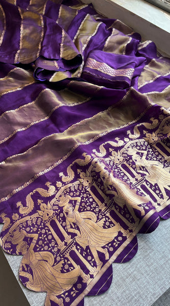Pure Crepe Silk Saree with Zari Banarasi Weaving
