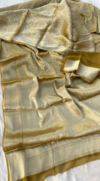 Pure Khaddi Georgette Saree with Banarasi Weaving