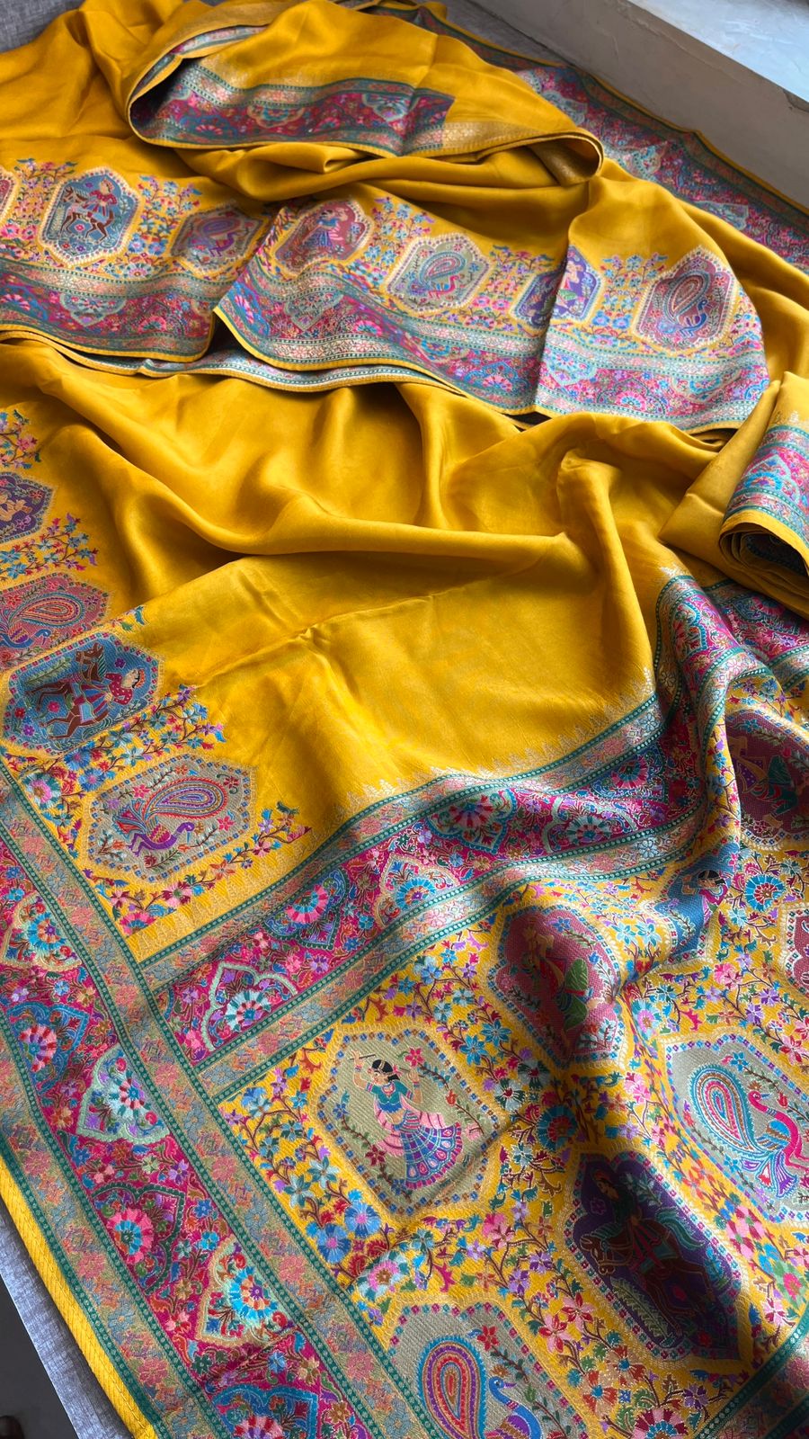 Pure Munga Tussar Silk Saree with Meena Banarasi Weaving