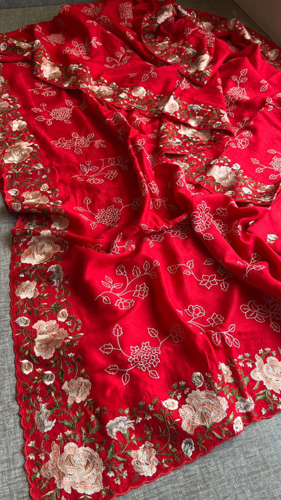 Pure Soft Munga Silk Saree with Multi-Thread Embroidery