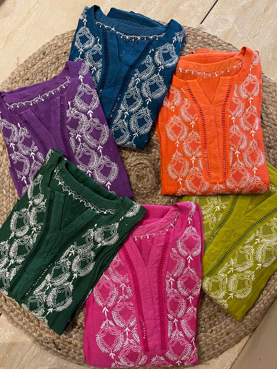 Mul Chanderi Kurta Dupatta Set with Intricate Mukaish Work