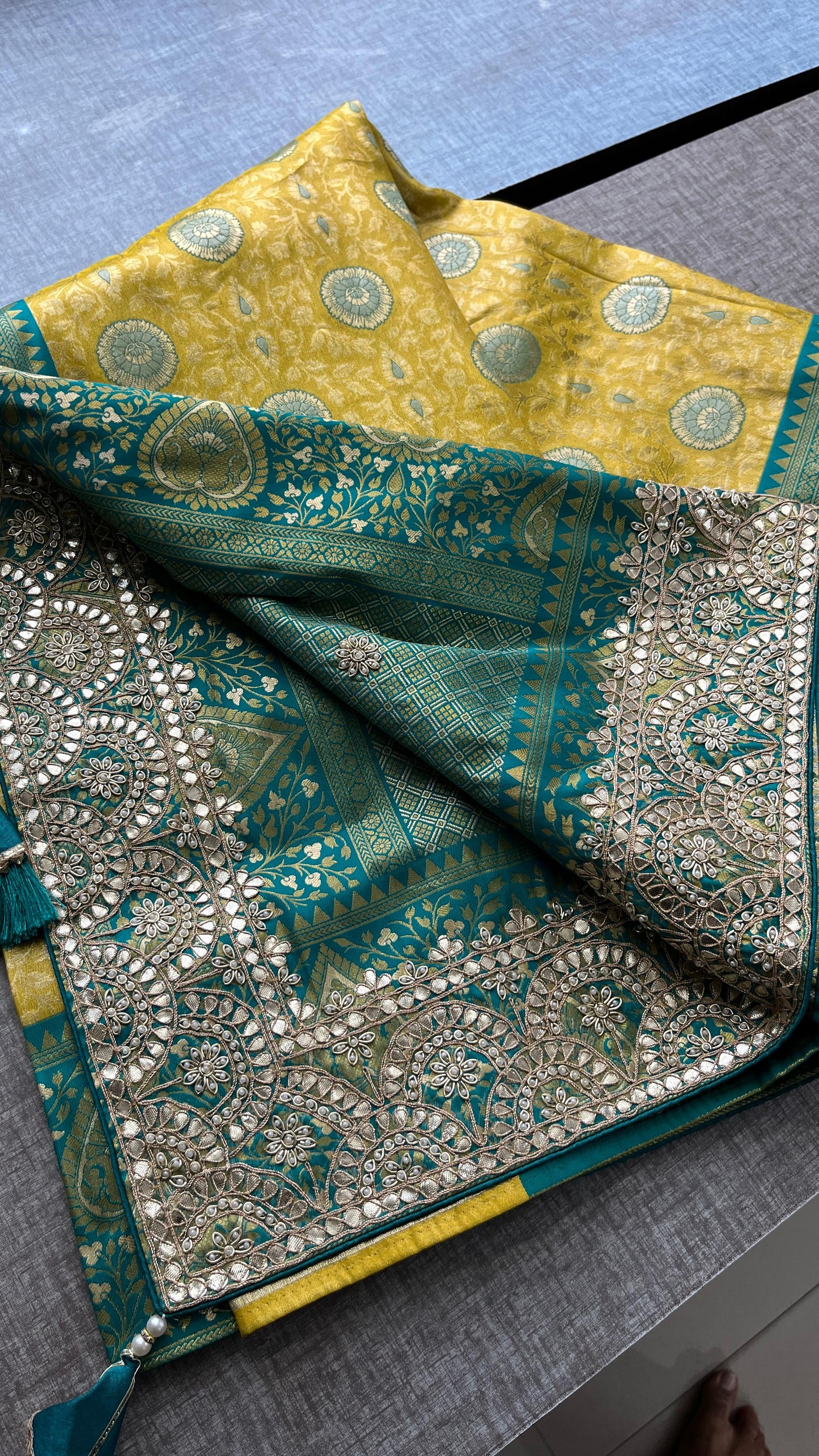 Kanjivaram Meena Silk Banarasi Saree with Gotapatti & Sequins