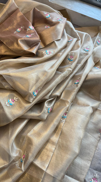 Handloom Tissue Silk Banarasi Saree with Zardozi & Gotapatti