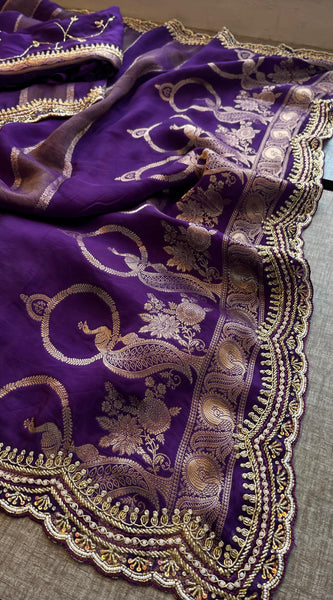 Cosmo Silk Banarasi Saree with Zardozi & Kutdana Work