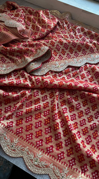 Banarasi Khaddi Georgette Saree with Zardozi & Sequins