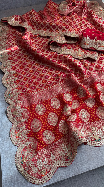 Munga Silk Banarasi Saree with Pearl, Resham & Kutdana