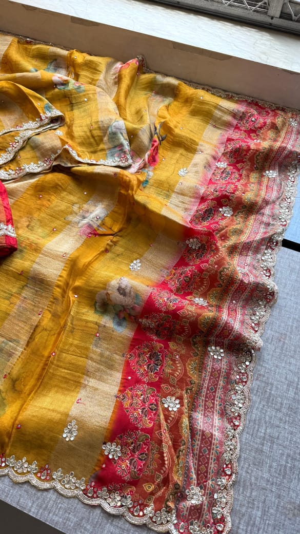 100% Pure Soft Tissue Munga Silk Saree