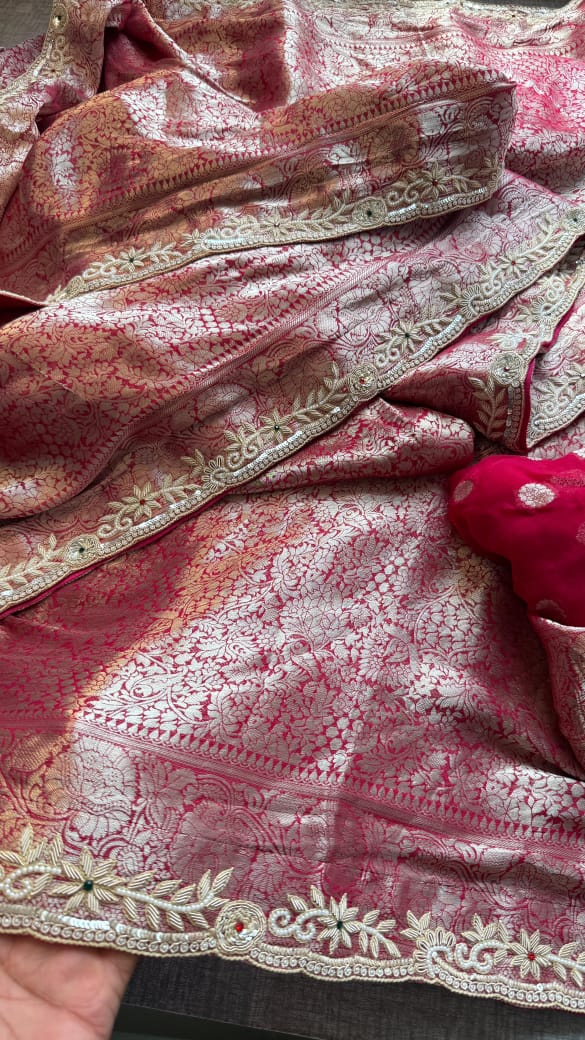 Elegant Pure Khaddi Georgette Banarasi Saree with Blouse
