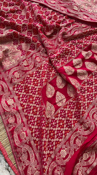 Pure Khaddi Georgette Saree with Banarasi Weaving