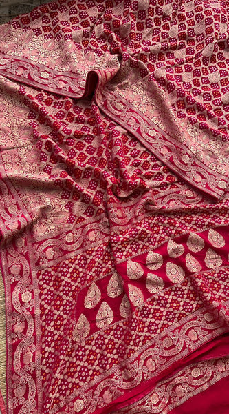 Pure Khaddi Georgette Saree with Banarasi Weaving