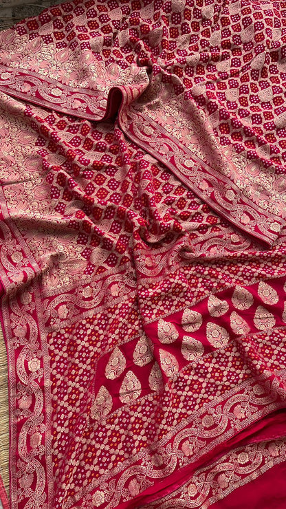 Pure Khaddi Georgette Saree with Banarasi Weaving
