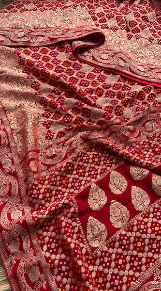Pure Khaddi Georgette Saree with Banarasi Weaving