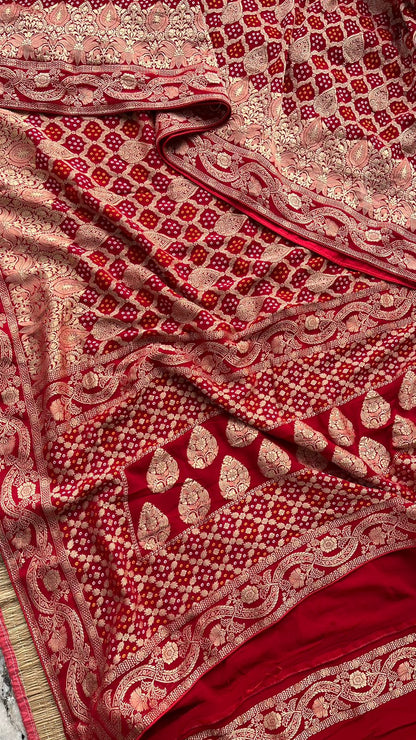 Pure Khaddi Georgette Saree with Banarasi Weaving
