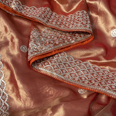 Pure Handloom Zari Tissue Silk Saree with Zardozi, Pearl, Sequins & Gotapatti Work