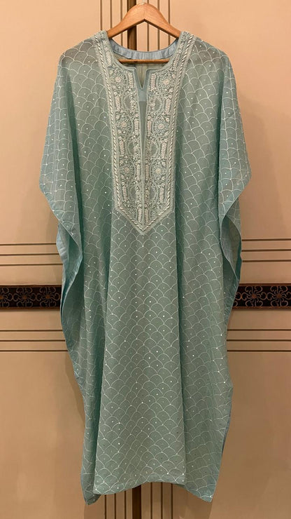 Pure mulmul semi stitched kurta dupatta with jaali motifs
