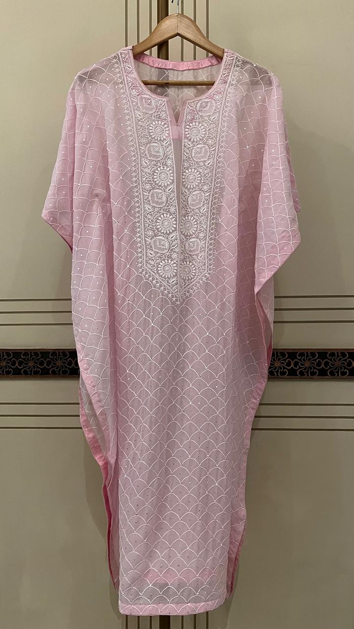 Pure mulmul semi stitched kurta dupatta with jaali motifs