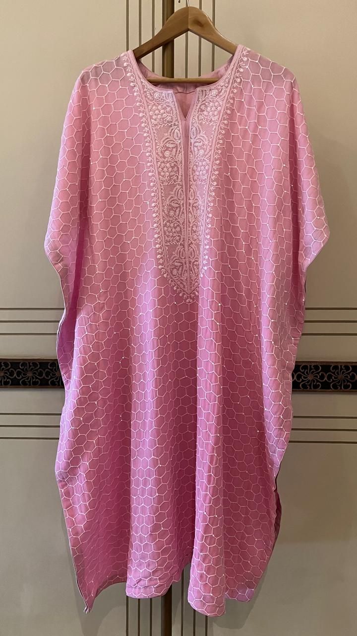Pure mulmul semi stitched kurta dupatta with jaali motifs