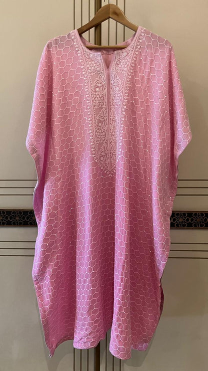 Pure mulmul semi stitched kurta dupatta with jaali motifs
