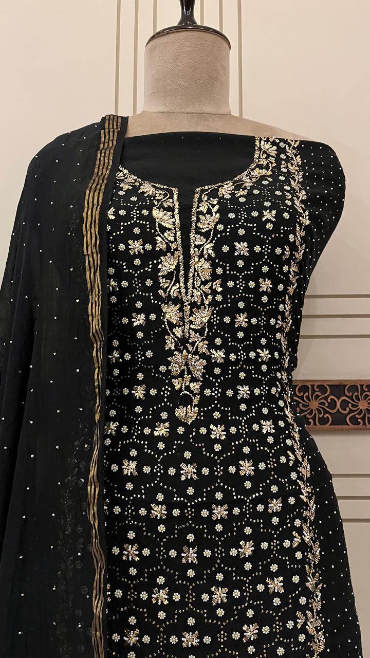 Pure Mul Chanderi Unstitched Kurta Dupatta Set