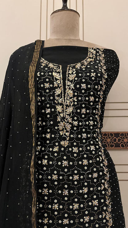 Pure Mul Chanderi Unstitched Kurta Dupatta Set