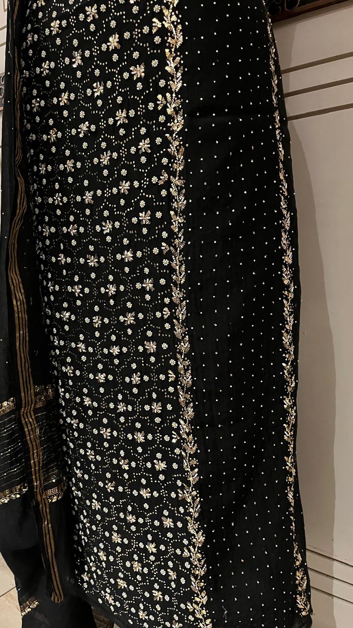 Pure Mul Chanderi Unstitched Kurta Dupatta Set