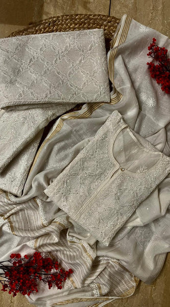 Pure mul chanderi  Kurta and Dupatta Set