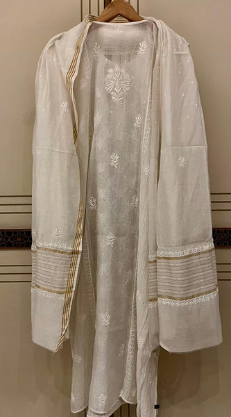 Pure mul chanderi  Kurta and Dupatta Set