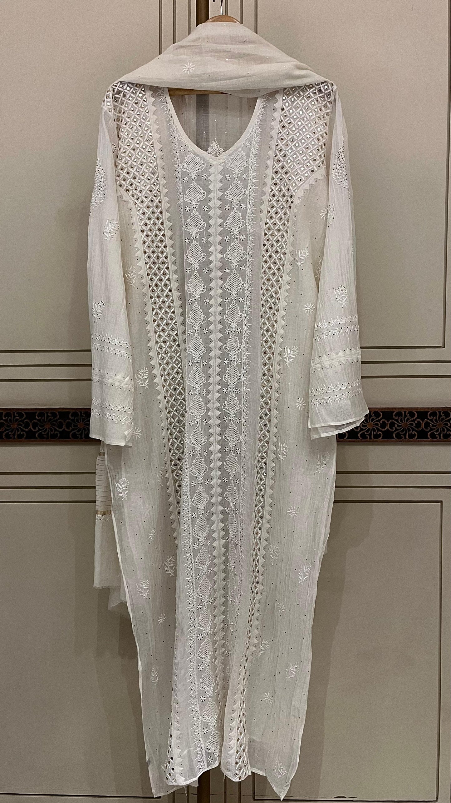 Pure  mul chanderi kurta dupatta set