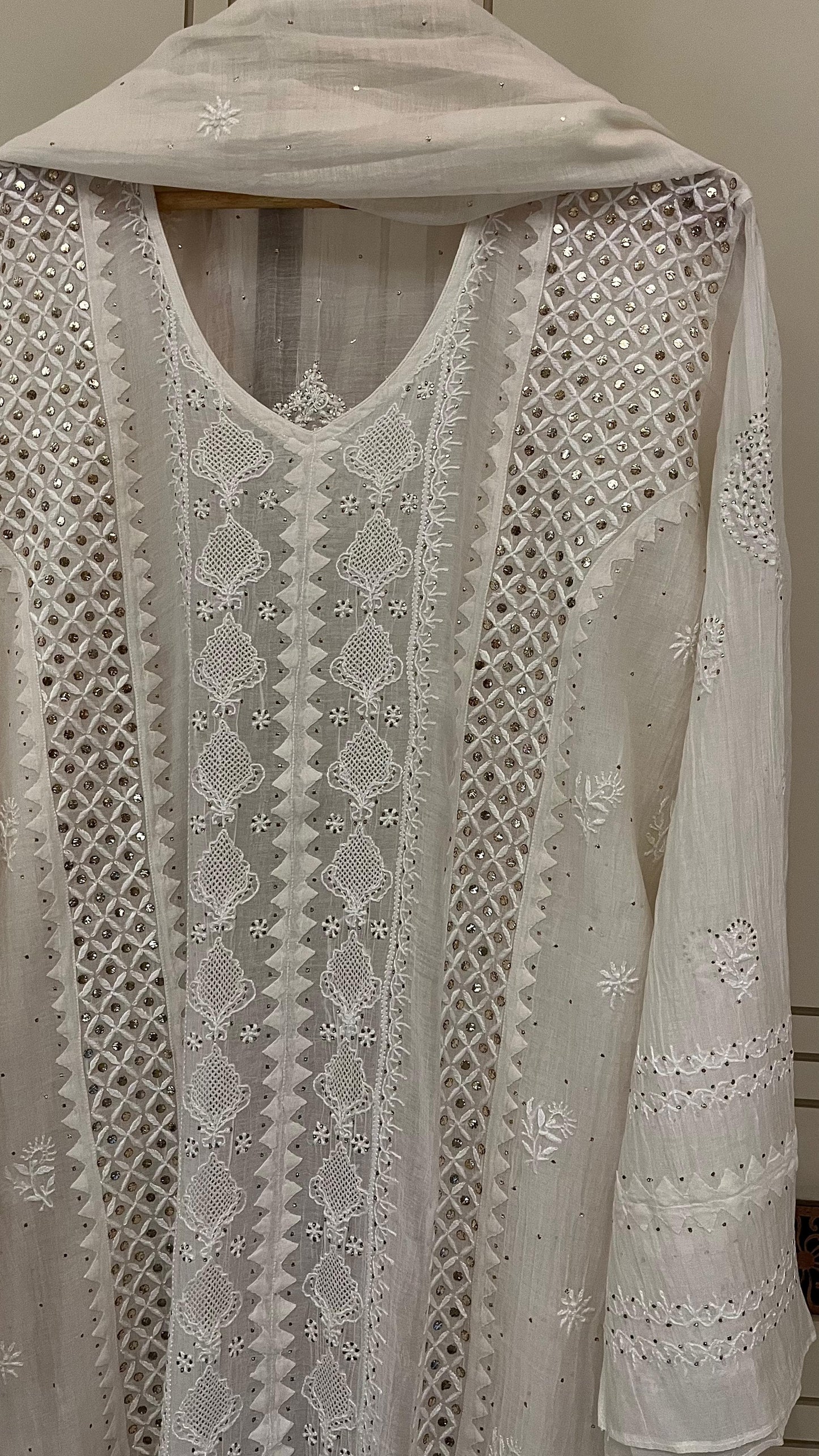 Pure  mul chanderi kurta dupatta set