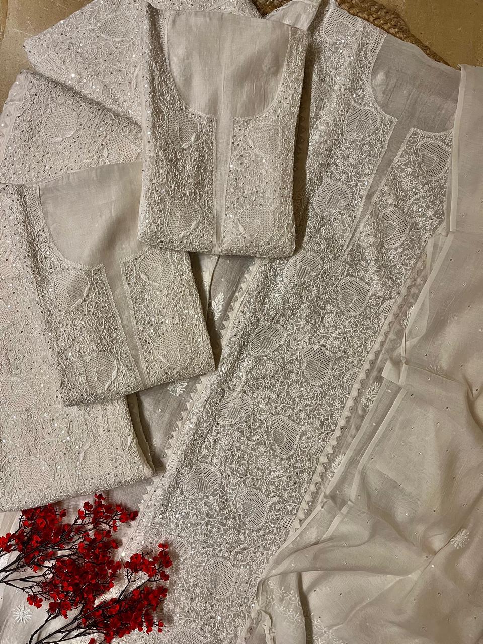 Pure mul chanderi kurta dupatta set