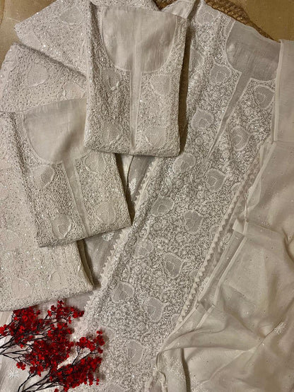Pure mul chanderi kurta dupatta set