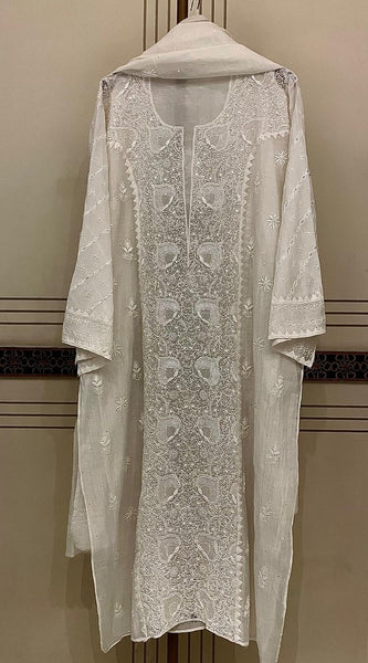 Pure mul chanderi kurta dupatta set