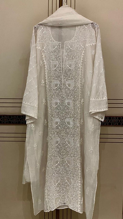 Pure mul chanderi kurta dupatta set