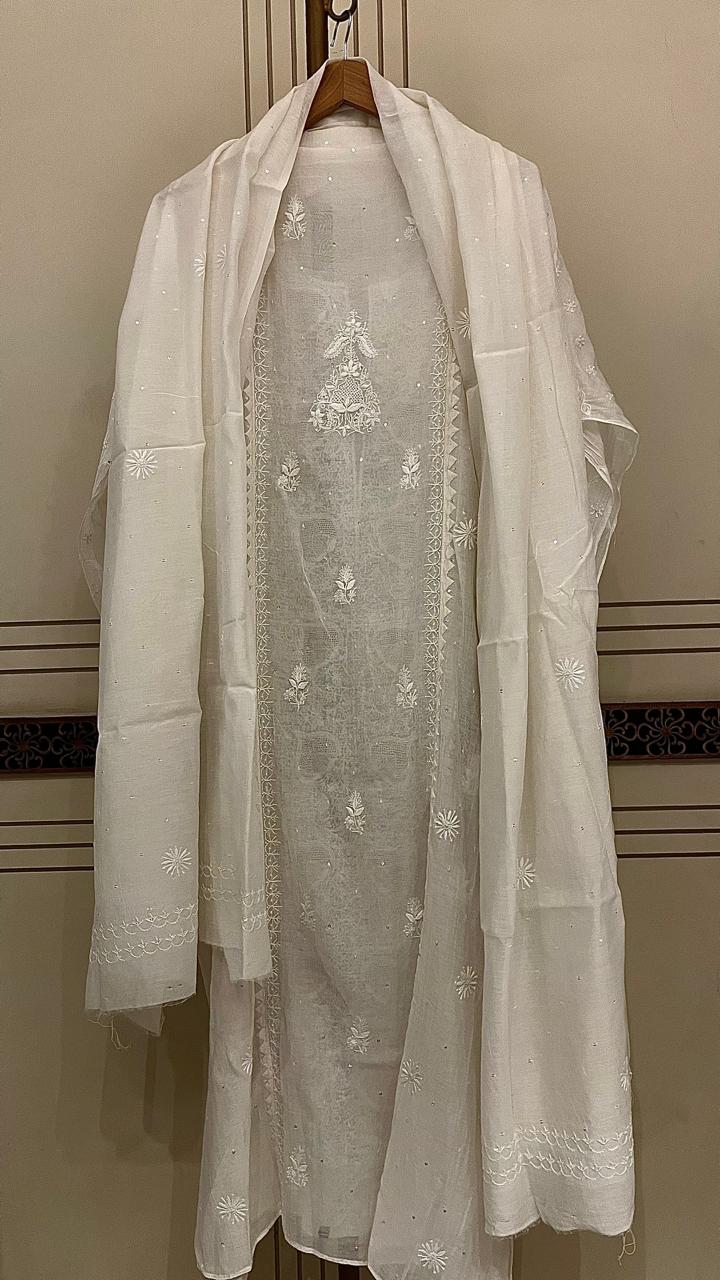 Pure mul chanderi kurta dupatta set