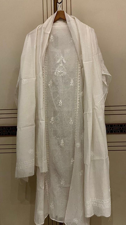 Pure mul chanderi kurta dupatta set