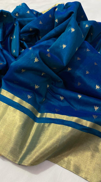 Chanderi Chanderi handloom masrize silk saree all over 1 naliya ghani butti