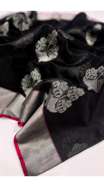 Raw mango pattu pure soft silk all over Meena butta