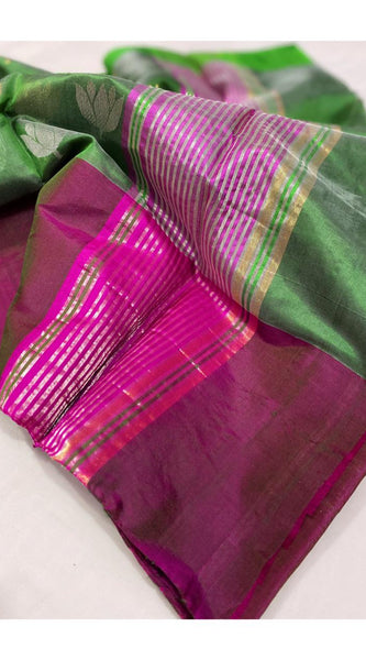 Raw mango pattu pure soft silk all over butta with mashru border