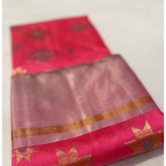 Chanderi pattu pure soft silk all over Meena star butta with silver gold zari