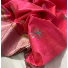 Chanderi pattu pure soft silk all over Meena star butta with silver gold zari